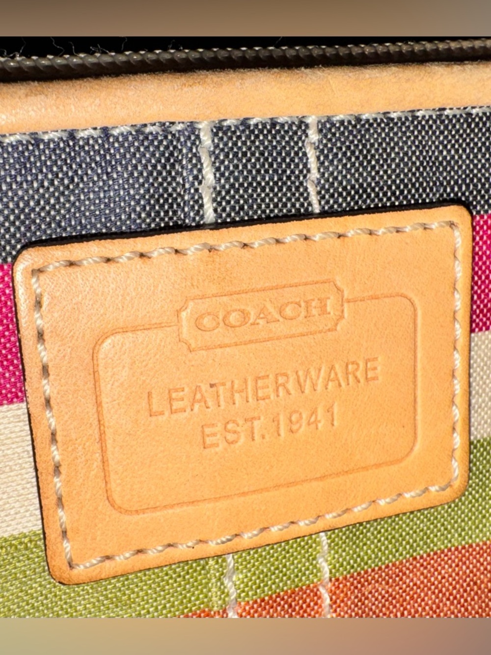 Coach Y2K Legacy Stripe Wristlet with Key Charm 8” x 4” - EUC - Picture 13 of 16